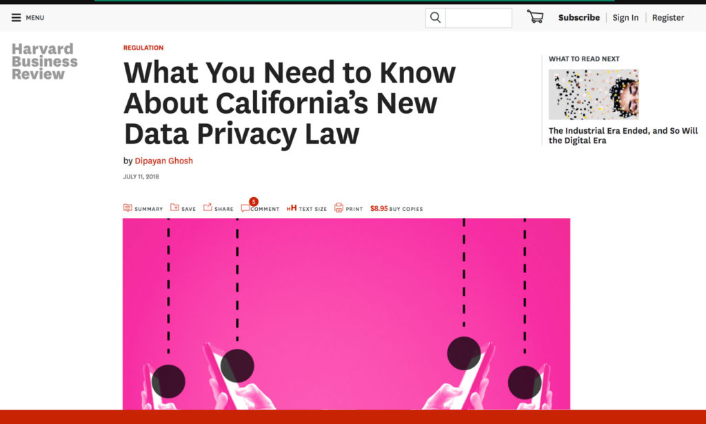 Harvard Business Review's What You Need to Know about California's New Data Privacy Law