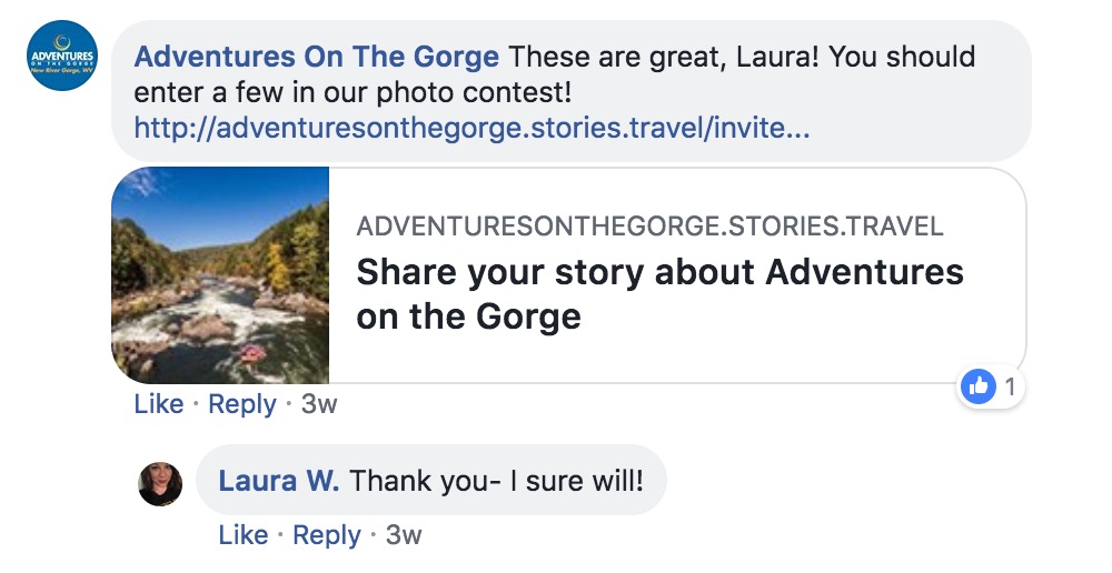 Facebook invitation by Adventure on the Gorge